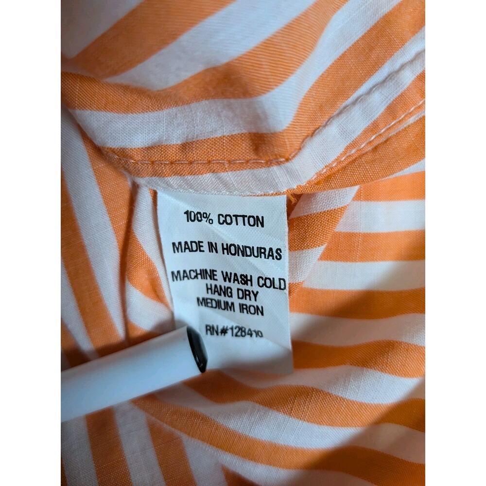 Ann Mashburn Anaya Popover Shirt Size S Striped Orange White 100% Cotton - Picture 11 of 11